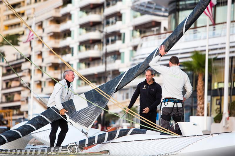 Phaedo3 set off trying to set a Monaco to Porto Cervo record photo copyright Rachel Fallon-Langdon / Team Phaedo taken at Yacht Club de Monaco and featuring the MOD70 class