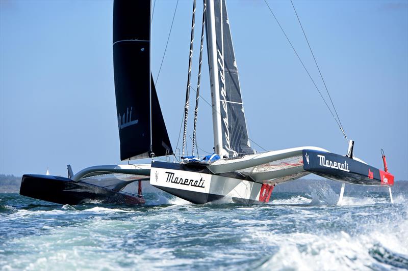 Maserati Multi 70 breaks the Channel Record from Cowes to Dinard photo copyright Rick Tomlinson / www.rick-tomlinson.com taken at  and featuring the MOD70 class