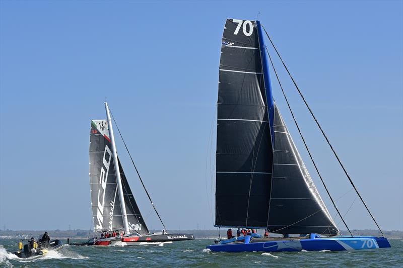 Maserati Multi 70 breaks the Channel Record from Cowes to Dinard photo copyright Rick Tomlinson / www.rick-tomlinson.com taken at  and featuring the MOD70 class