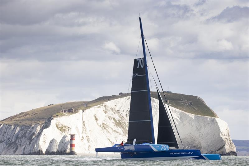 PowerPlay MOD70 at The Needles photo copyright Lloyd Images taken at Island Sailing Club, Cowes and featuring the MOD70 class