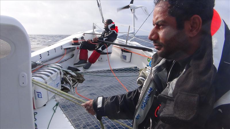 Fahad Al Hasni has proved to be a gifted helmsman in the KRYS OCEAN RACE photo copyright Musandam-Oman Sail taken at  and featuring the MOD70 class