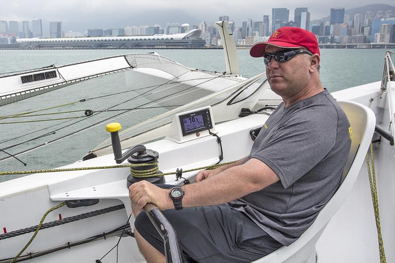 Gavin Brady aboard the MOD70 Beau Geste - photo © Guy Nowell