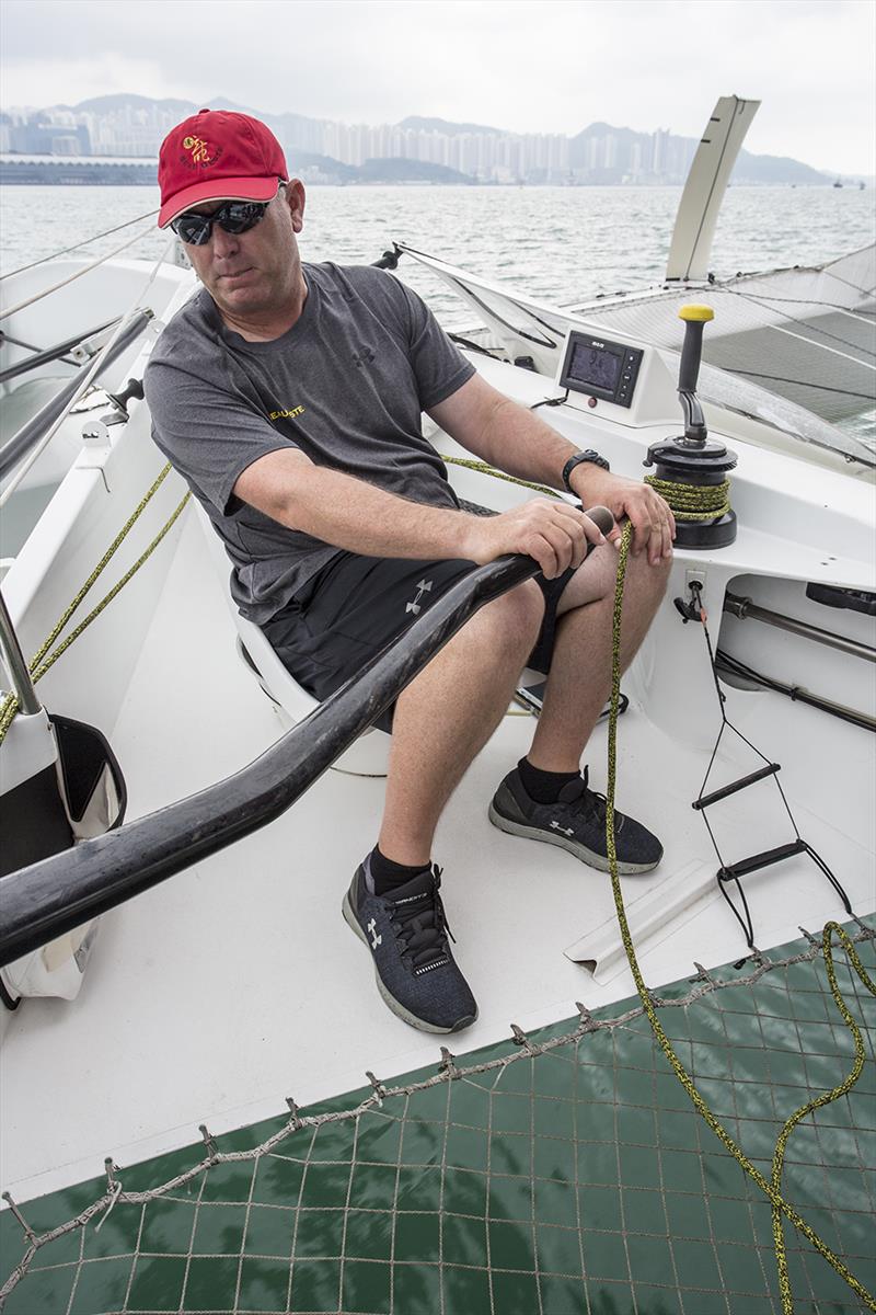 Gavin Brady, skipper. MOD Beau Geste photo copyright Guy Nowell taken at  and featuring the MOD70 class
