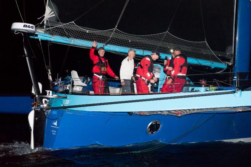 Peter Cunningham's MOD 70 PowerPlay after crossing the finish line in Grenada in the RORC Transatlantic Race photo copyright RORC / Arthur Daniel taken at Royal Ocean Racing Club and featuring the MOD70 class