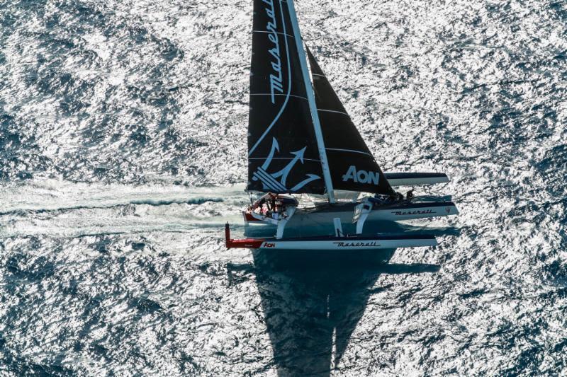 Giovanni Soldini's Multi 70 Maserati after the agreed delayed start with Argo in Antigua - RORC Caribbean 600 photo copyright RORC / Arthur Daniel taken at Royal Ocean Racing Club and featuring the MOD70 class