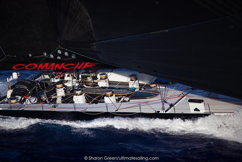 Comanchefinal approach through the Molokai Channel during sunset. - Transpac 50 photo copyright Sharon Green / Ultimate Sailing taken at Transpacific Yacht Club and featuring the MOD70 class