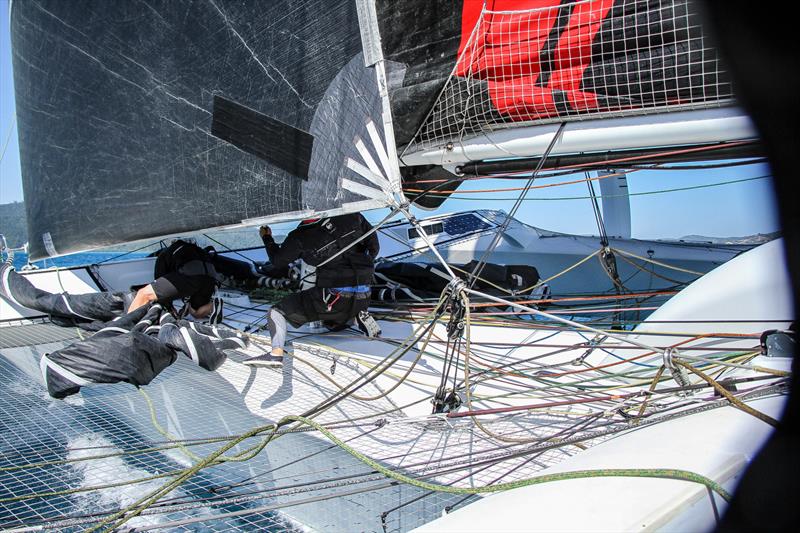 Plenty of sheets and controls - Beau Geste - Day 5 - Hamilton Island Race Week, August 23, 2019 photo copyright Richard Gladwell taken at Hamilton Island Yacht Club and featuring the MOD70 class