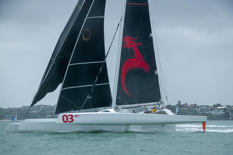 Beau Geste (Pat Kong) (Hong Kong) - PIC Coastal Classic - Start - Waitemata Harbour - October 25, . She took almost 13 minutes off the race record photo copyright Richard Gladwell / Sail-World.com taken at New Zealand Multihull Yacht Club and featuring the MOD70 class