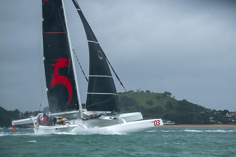 Beau Geste (Pat Kong) (Hong Kong) - PIC Coastal Classic - Start - Waitemata Harbour - October 25, . She took almost 13 minutes off the race record photo copyright Richard Gladwell, Sail-World.com / nz taken at New Zealand Multihull Yacht Club and featuring the MOD70 class