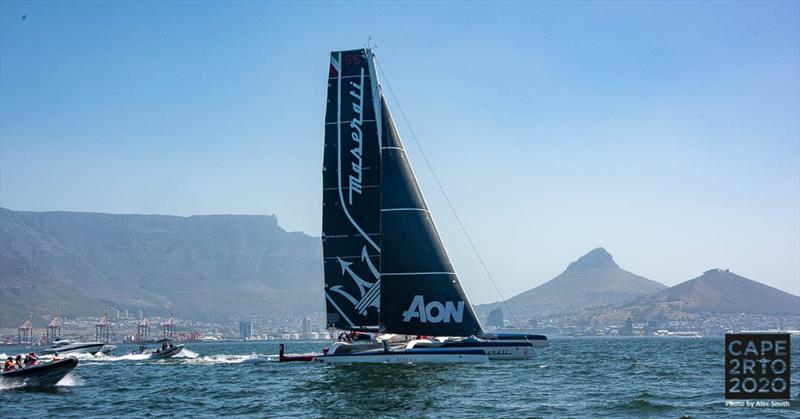 Maserati Multi 70 start Cape2Rio 2020 photo copyright Alec Smith taken at Royal Cape Yacht Club and featuring the MOD70 class