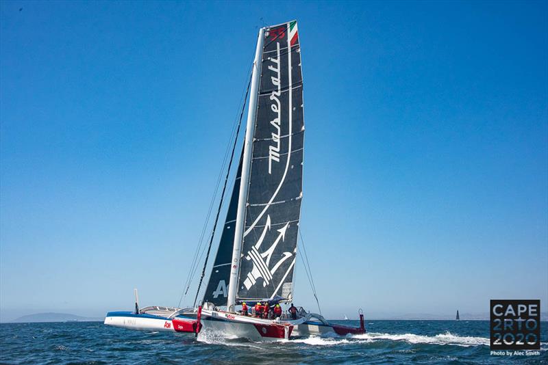 Maserati Multi 70 start Cape2Rio 2020 photo copyright Alec Smith taken at Royal Cape Yacht Club and featuring the MOD70 class