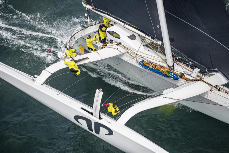 The MOD70 Argo rode starboard tack all the way to Bermuda in the Newport Bermuda Race. Note the mast's angle of attack to the wind - photo © Daniel Forster / PPL