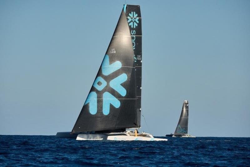 MOD70s Snowflake and Zoulou at the start of the RORC Transatlantic Race photo copyright James Mitchell / RORC taken at Royal Ocean Racing Club and featuring the MOD70 class