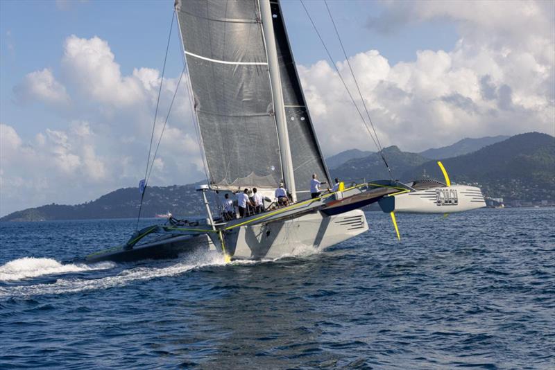 MOD70 Zoulou after finishing the RORC Transatlantic Race in Grenada in an elapsed time of: 5 days 22 hrs 55 mins 12 secs - photo © Arthur Daniel / RORC