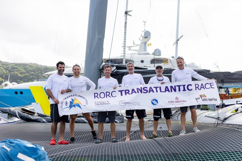 Team Zoulou: Ned Collier Wakefield, Thierry Fouchier, Thomas le Breton, Erik Maris, Bruno Mourniac, Loick Peyron - RORC Transatlantic Race photo copyright Arthur Daniel / RORC taken at Royal Ocean Racing Club and featuring the MOD70 class