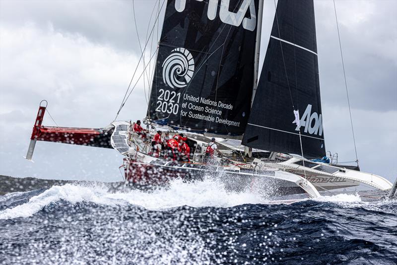 On race record pace - Giovanni Soldini's Maserati Multi70 (ITA) - RORC Caribbean 600 photo copyright Arthur Daniel / RORC taken at Royal Ocean Racing Club and featuring the MOD70 class