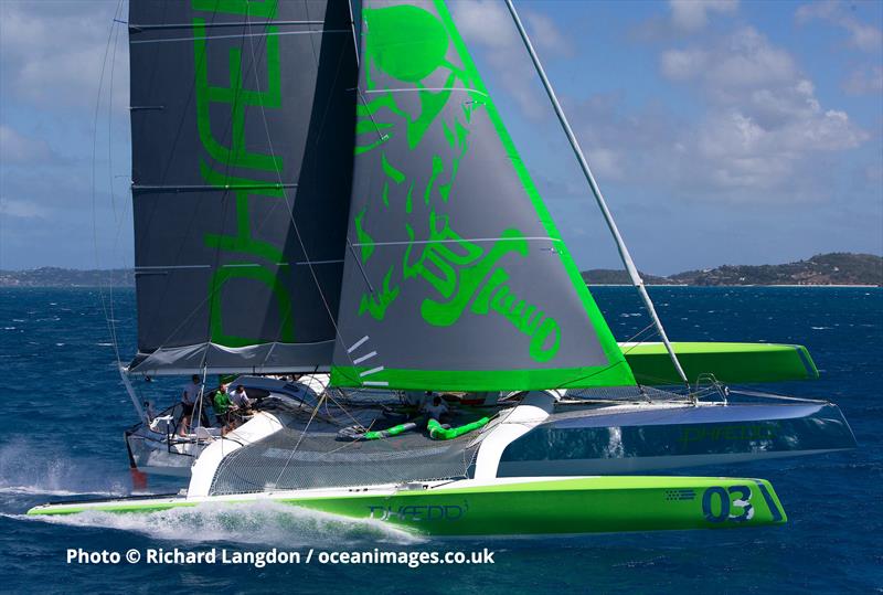 Sailing speed record breaker Brian Thompson talks with Shirley Thompson - photo © Richard Langdon / Ocean Images