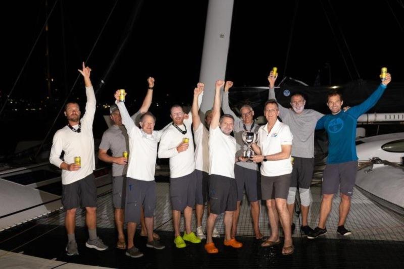 Jason Carroll's MOD70 Argo (USA) win the RORC Caribbean 600 Multihull Trophy - 2024 RORC Caribbean 600 day 3 photo copyright Arthur Daniel / RORC taken at Royal Ocean Racing Club and featuring the MOD70 class