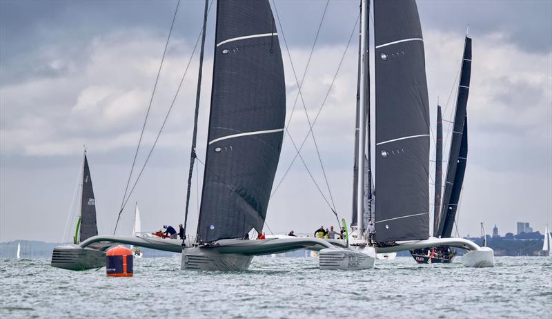 The RORC Channel Race, which is also the Admiral's Cup opener gets underway photo copyright Tom Hicks / www.solentaction.com taken at Royal Ocean Racing Club and featuring the MOD70 class
