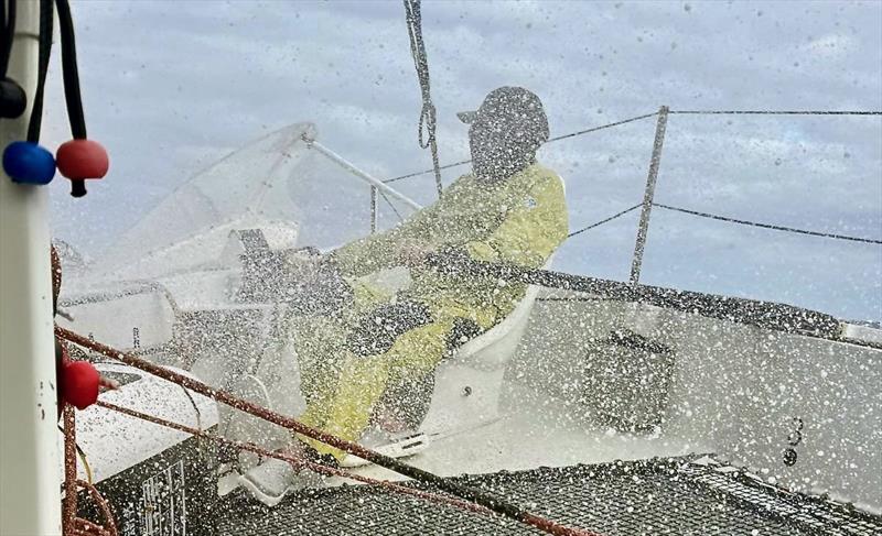 Brian Thompson helms Jason Carroll's MOD70 Argo - 2026 RORC Transatlantic Race day 3 - photo © Pete Cumming / Argonauts