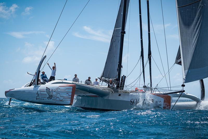 46th St. Maarten Heineken Regatta Day 2 - SOPHIA was the first to cross the line in the Around the Island Race with a time 2:24:37 photo copyright Laurens Morel taken at Sint Maarten Yacht Club and featuring the MOD70 class