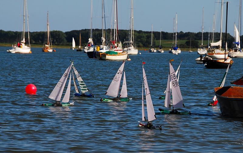 Approaching the windward mark during the 2018 Bottle Boat Championship at Waldringfield photo copyright Roger Stollery taken at Waldringfield Sailing Club and featuring the Model Yachting class
