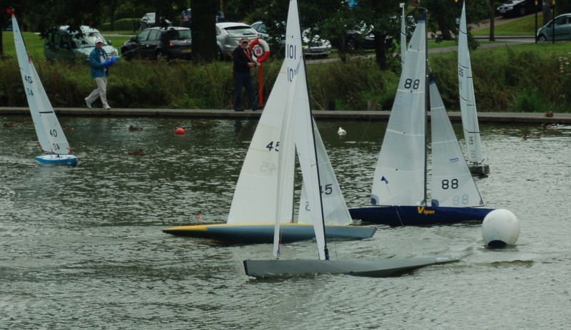 11 skippers for the Radio A class yachts event at Bournville near Birmingham photo copyright Bill Green taken at  and featuring the Model Yachting class