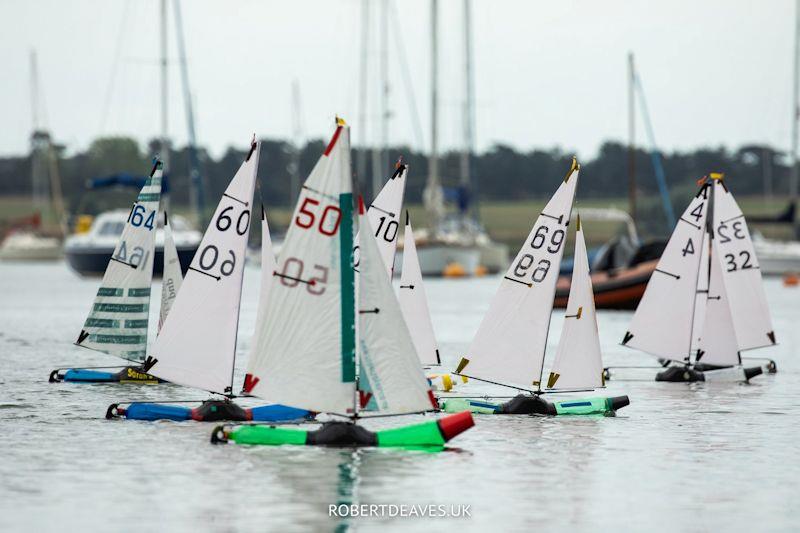 Matthew Lake leading after having rounded the windward mark - 2022 BOTTLE boat Championship at Waldringfield photo copyright Robert Deaves taken at Waldringfield Sailing Club and featuring the Model Yachting class