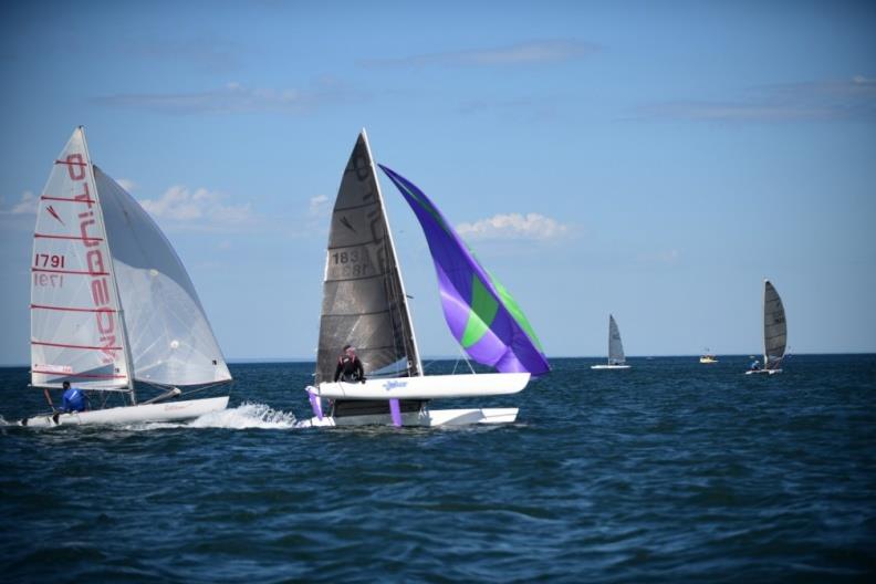 Spinnakers were a handful in gusts - Mosquito Catamaran Victorian State Titles 2022 photo copyright Craig Sheperd taken at Altona Yacht Club and featuring the Mosquito class