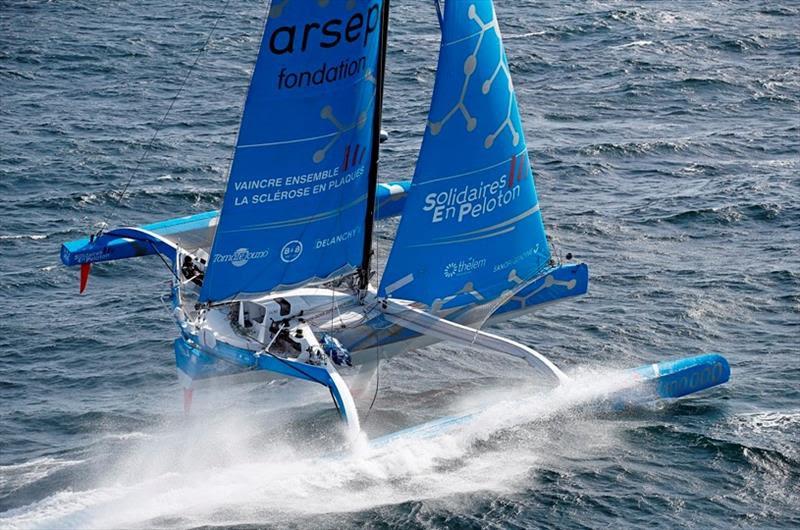 Thibaut Vauchel-Camus Multi50 Solidaires En Peloton-Arsep - RORC Cowes Dinard St Malo Race photo copyright Pierrick Contin taken at Royal Ocean Racing Club and featuring the Multi 50 class