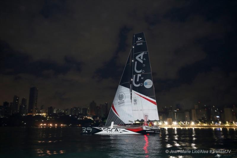 Groupe GCA – Mille et un sourires wins the Transat Jacque Vabre Multi 50 class photo copyright Jean-Marie Liot / Alea / Transat Jacque Vabre taken at  and featuring the Multi 50 class