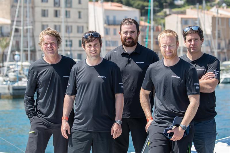 From left to right : Alex Pella, Pierre-Antoine Morvan, Raphael Lutard, Quentin Vlamynck et Antoine Gautier. Arkema's crew on the 1st épisode of the Pro Sailing Tour photo copyright Vincent Olivaud / Arkema Sport taken at  and featuring the Multi 50 class