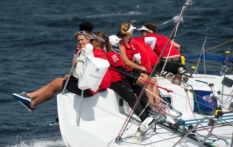 Dee Caffari leads all female crew on German boat DB Schenker in EFG Sailing Arabia - The Tour 2017 photo copyright Lloyd Images taken at Oman Sail and featuring the Farr 30 class