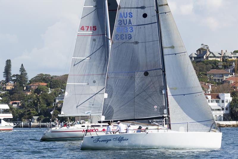 Lisa Wilkinson on board Farr 30 Foreign Affair in the Non-Spinnaker Division 1 leading Vivienne MacMahon on the Jarkan 12.5, Marloo photo copyright David Brogan / www.sailpix.com.au taken at Cruising Yacht Club of Australia and featuring the Farr 30 class