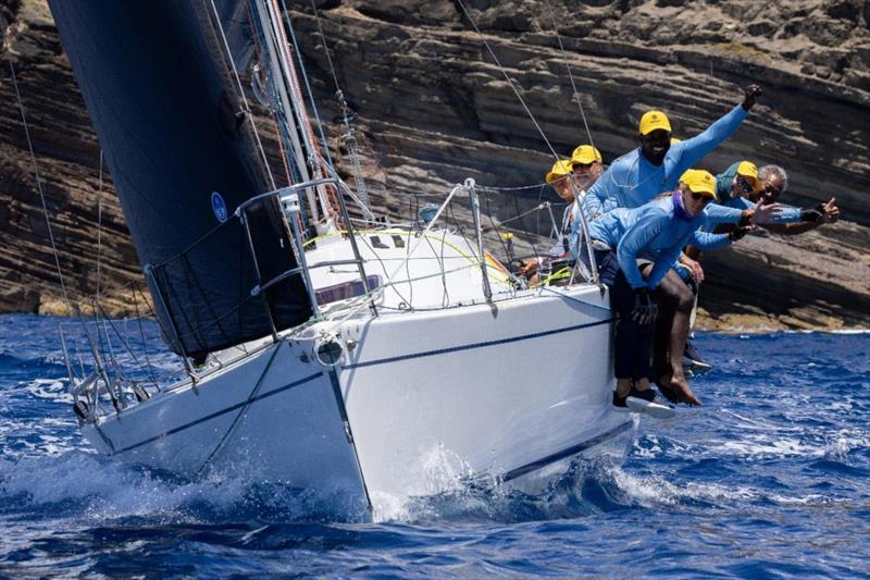 Antigua Sailing Week 2026 Day 1 - Bernie Evan-Wong's crew on his Mumm 36 High Tension at the start off Fort Charlotte photo copyright Tim Wright / www.Photoaction.com / ASW taken at Antigua Yacht Club and featuring the Mumm 36 class
