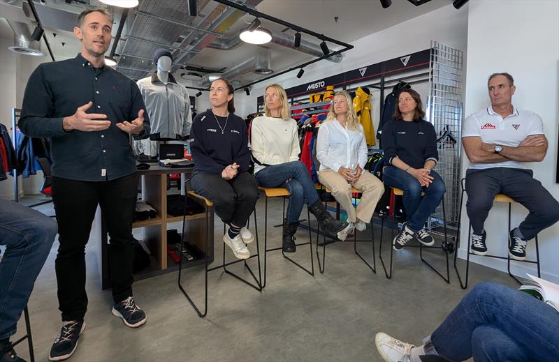 Nick Houchin talks at the Musto HQ in London, together with Musto Brand Ambassadors - photo © Mark Jardine