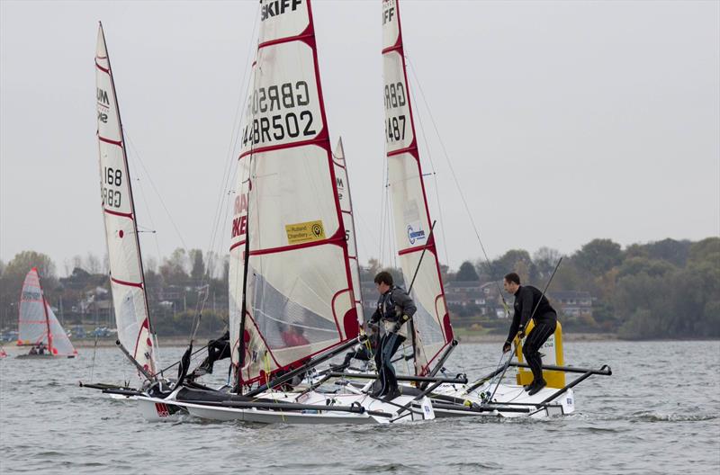 Musto Skiffs at the Ovington Inland Championships photo copyright Tim Olin / www.olinphoto.co.uk taken at Grafham Water Sailing Club and featuring the Musto Skiff class