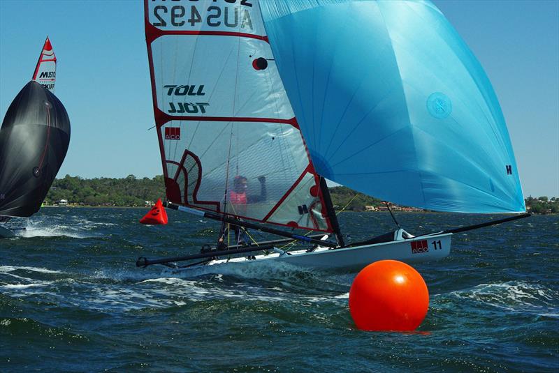 Jon Newman claims victory at the end of the ACO Musto Performance Skiff Worlds photo copyright Rick Steuart / Perth Sailing Photography taken at Mounts Bay Sailing Club, Australia and featuring the Musto Skiff class