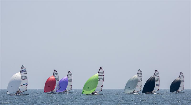 Musto Skiff pre-worlds in Carnac photo copyright Tim Olin / www.olinphoto.co.uk taken at Yacht Club de Carnac and featuring the Musto Skiff class