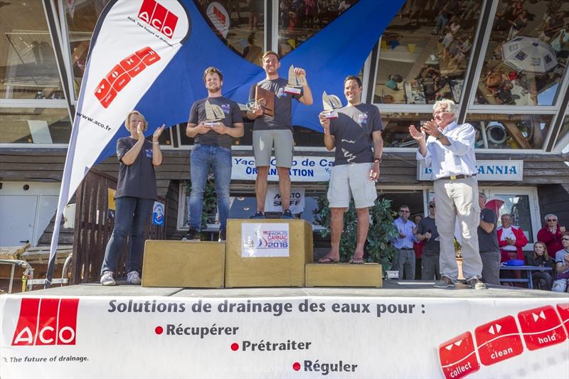 Musto Skiff worlds in Carnac podium photo copyright Ian Roman / www.ianroman.com taken at Yacht Club de Carnac and featuring the Musto Skiff class