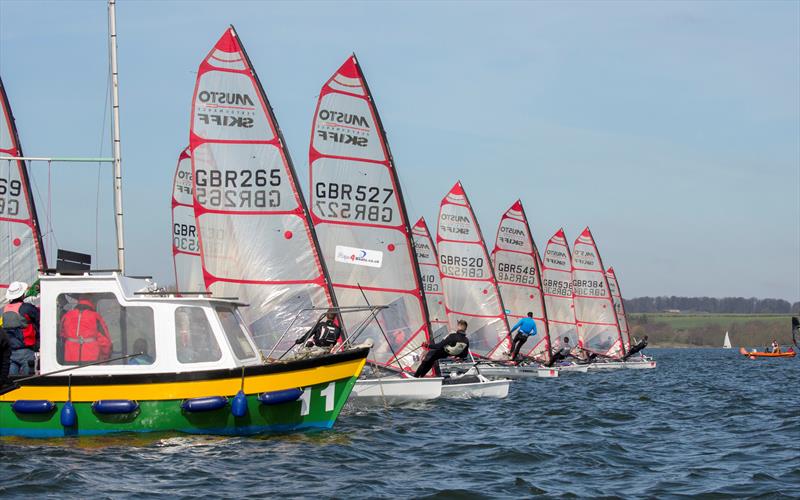 Musto Skiffs at Rutland photo copyright Tim Olin / www.olinphoto.co.uk taken at Rutland Sailing Club and featuring the Musto Skiff class