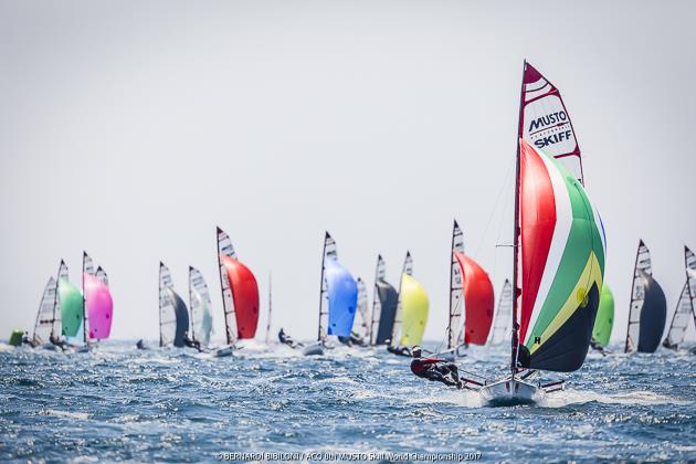 ACO 8th Musto Skiff Worlds day 5 photo copyright Bernardí Bibiloni / www.bernardibibiloni.com taken at Club Nàutic S'Arenal and featuring the Musto Skiff class