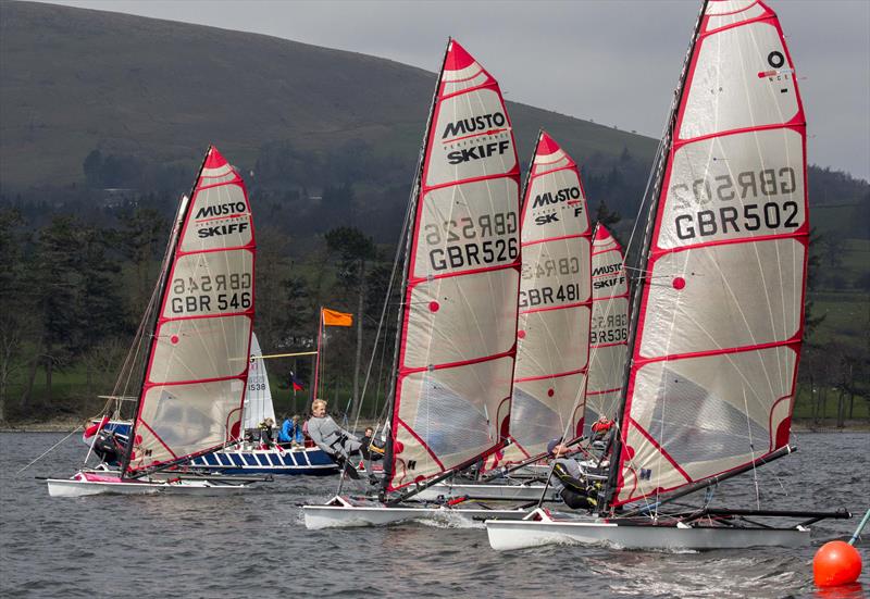 Musto Skiffs at the Ullswater Daffodil Regatta photo copyright Tim Olin / www.olinphoto.co.uk taken at Ullswater Yacht Club and featuring the Musto Skiff class