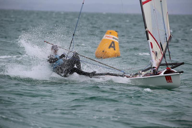 Casey Bates during the Musto Skiff Australian Championship photo copyright Russel Bates / www.russellbatesphotography.com.au taken at Blairgowrie Yacht Squadron and featuring the Musto Skiff class