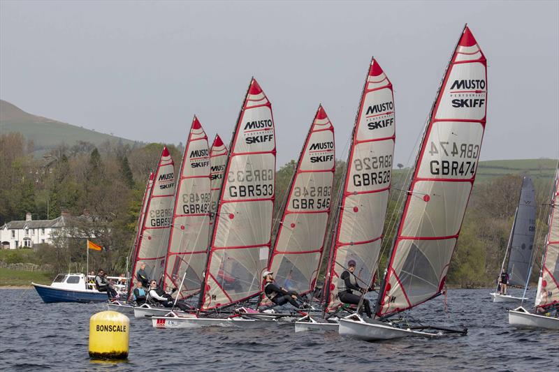 Musto Skiffs in action at the 2019 Daffodil Regatta  photo copyright Tim Olin / www.olinphoto.co.uk taken at Ullswater Yacht Club and featuring the Musto Skiff class