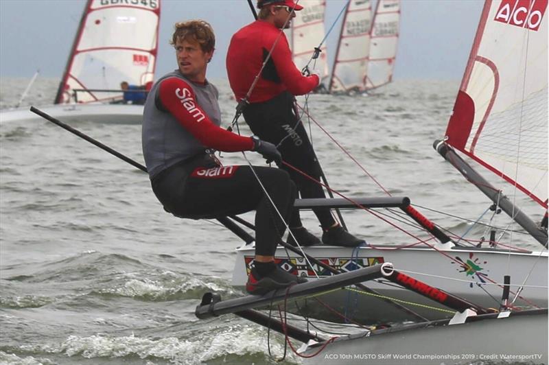 Rick Peacok during the 2019 Musto Skiff Worlds photo copyright WatersportTV taken at Regatta Center Medemblik and featuring the Musto Skiff class