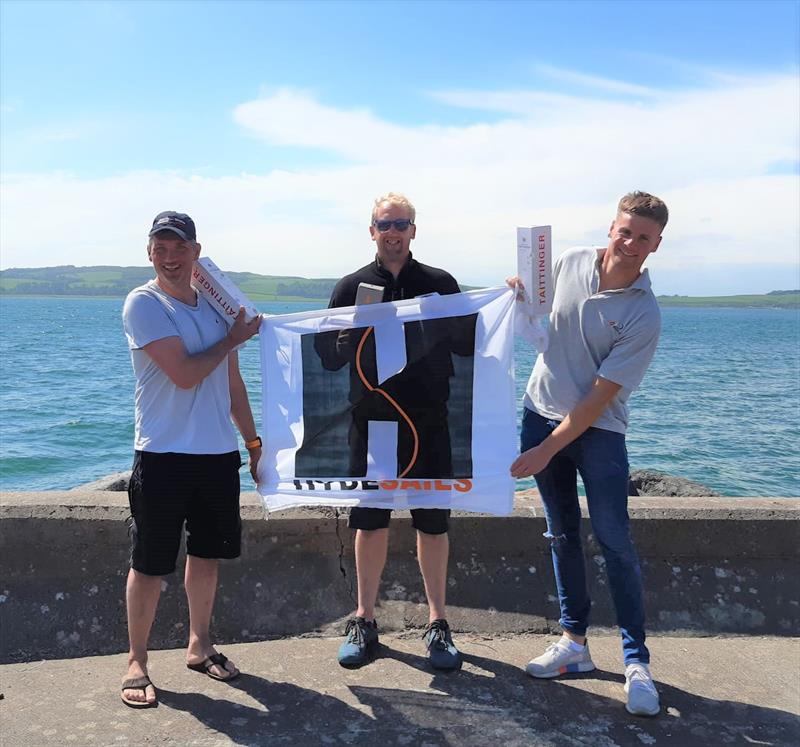 Musto Skiff Hyde Sails Series at Largs (l-r) Jamie Hilton, Jono Shelley, and Dan Trotter - photo © Ben Schooling