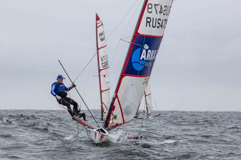 Yaroslav Petrov on day 3 of the Noble Marine UK Musto Skiff National Championships at Sunderland photo copyright Tim Olin / www.olinphoto.co.uk taken at Sunderland Yacht Club and featuring the Musto Skiff class