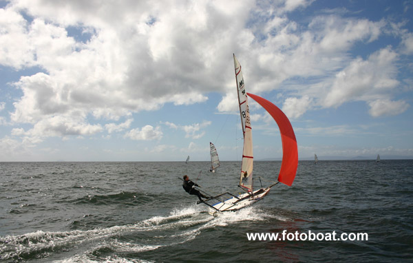 Scottish Skiffs at Prestwick photo copyright Alan Henderson / www.fotoboat.com taken at Prestwick Sailing Club and featuring the Musto Skiff class