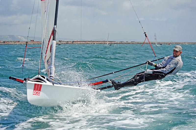 Bruce Keen wins the ACO Musto Skiff worlds in Weymouth photo copyright Tania Samus / www.photoskiff.com taken at Weymouth & Portland Sailing Academy and featuring the Musto Skiff class